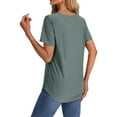 thumbnail image 6 of Aobny Women's Casual T-Shirt Tunic Green Hiking Tees Short Sleeve Flowy V-Neck Womens Tops, 6 of 9