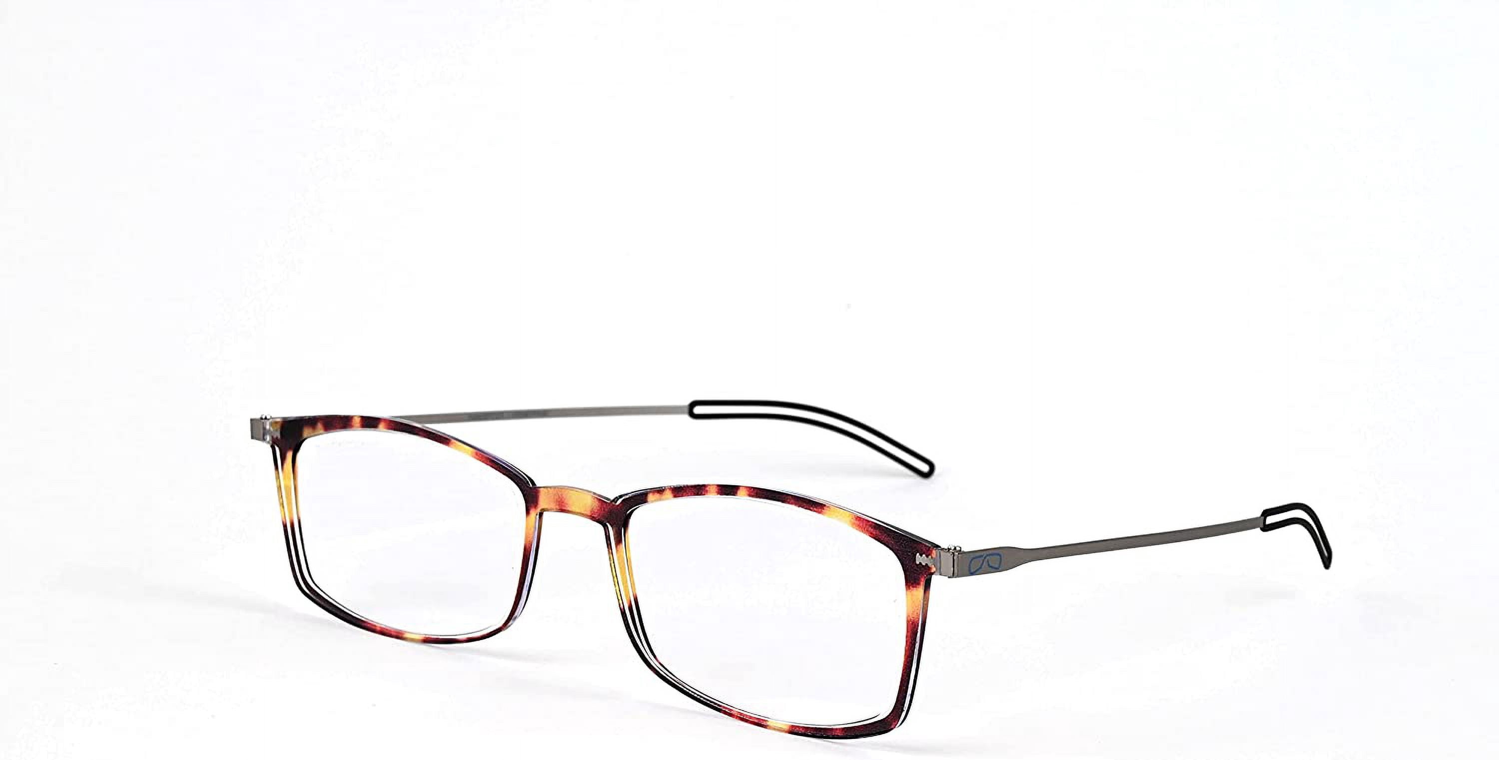 ThinOptics Milano Aluminum Case + Frontpage Brooklyn Rectangular Reading Glasses, Tortoise Frames / Silver Case, +2.50
