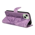 thumbnail image 5 of Dteck Pattern Case for iPhone 15,Magnetic Leather Butterfly Floral Embossed Flip Case Card Slots Wallet Stand Cover with Wrist Strap for iPhone 15,Purple, 5 of 7