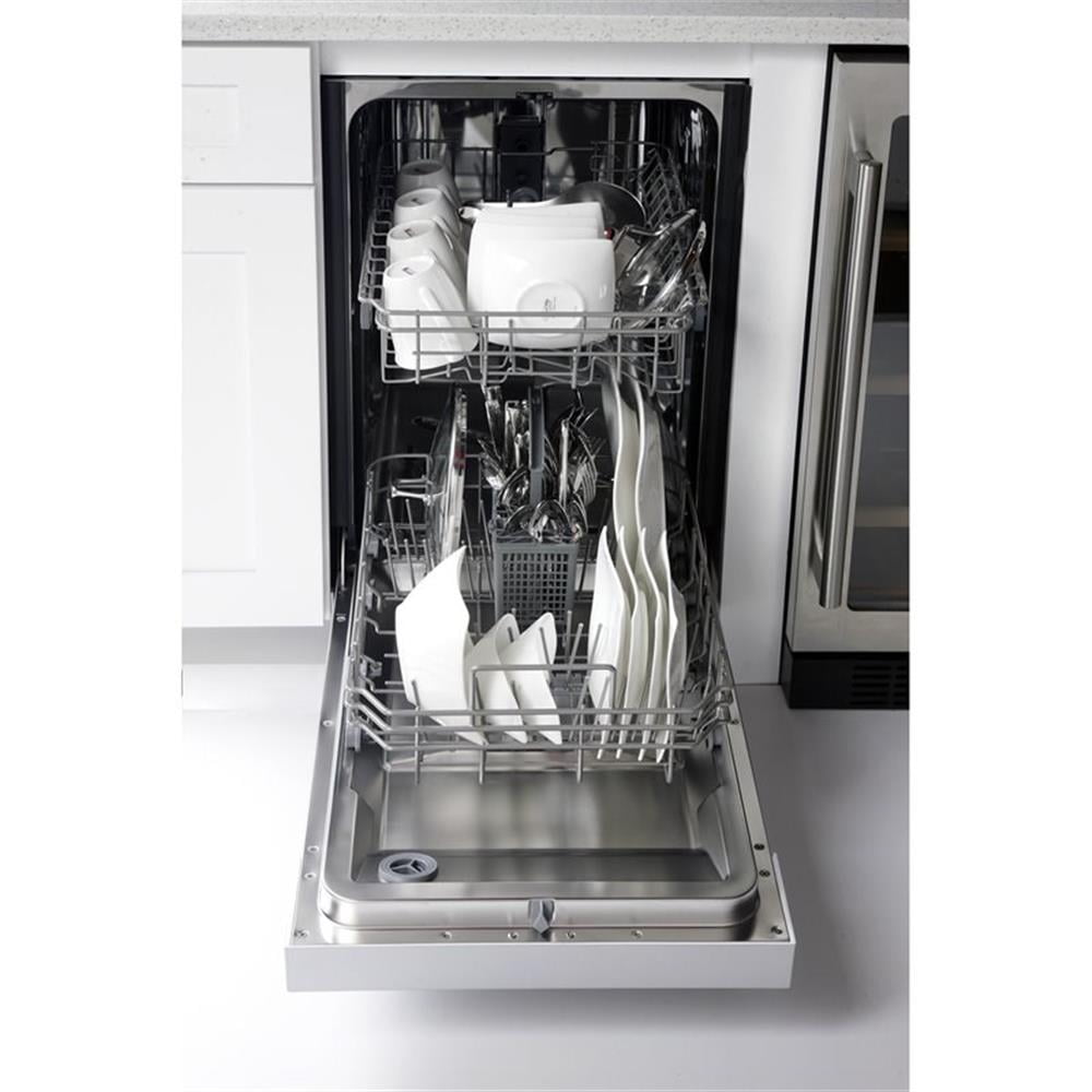 Pemberly Row 18" Stainless Steel Front Control Dishwashers in Silver