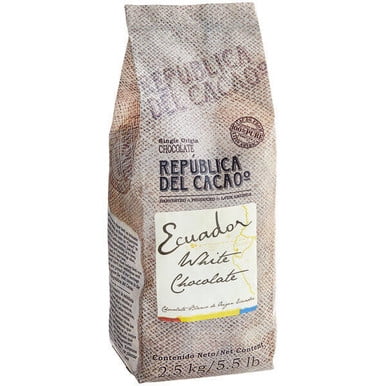 República del Cacao Ecuador 31% Chocolat Blanc Couverture 5.5 lb - Chocolat Blanc Premium pour l'Excellence Culinaire