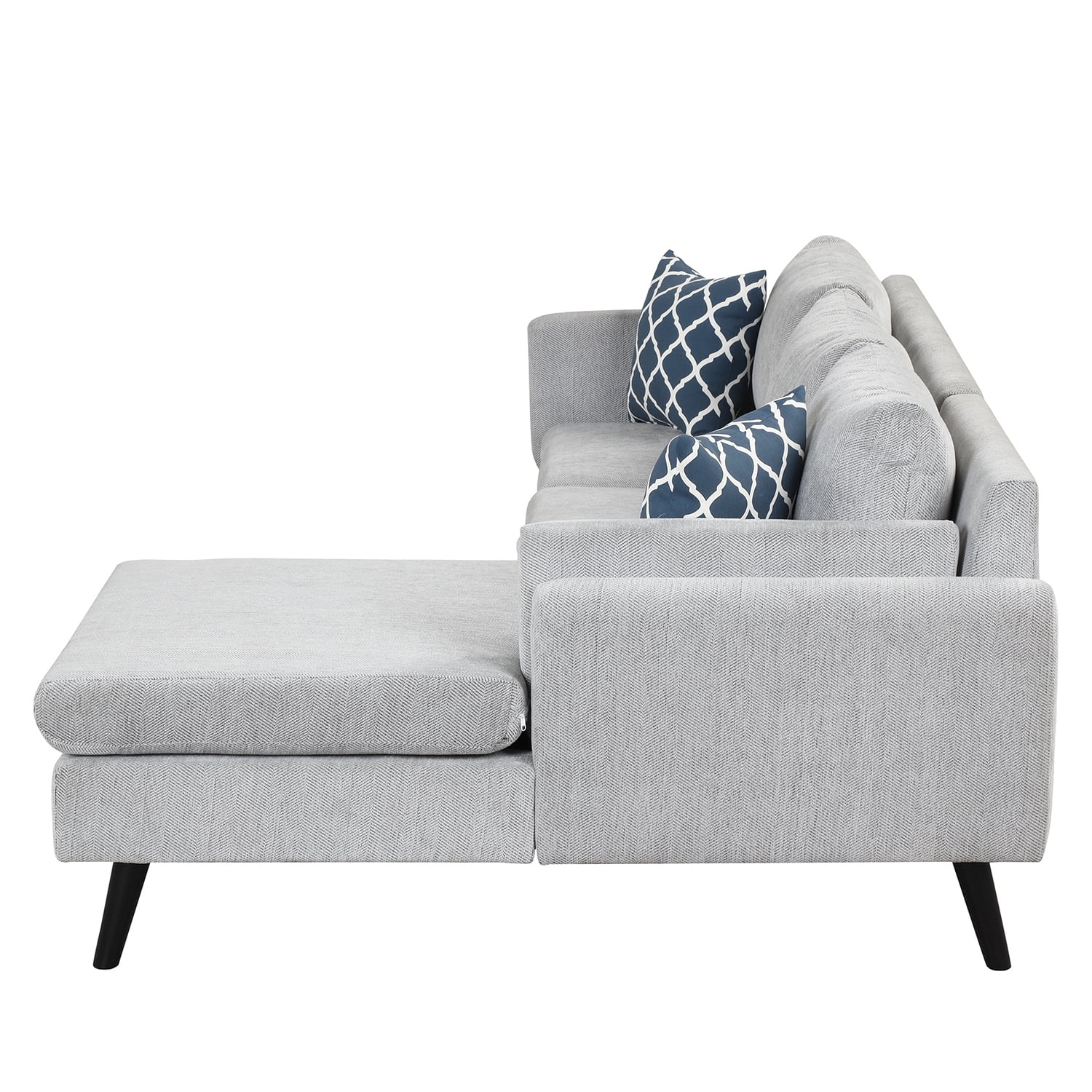 Kadyn Upholstered L-Shape Sofa Couch, 3-Seater Couch with Chaise and 2 Pillows, Modern Linen Sofa for Living Room,Apartment, Light Gray