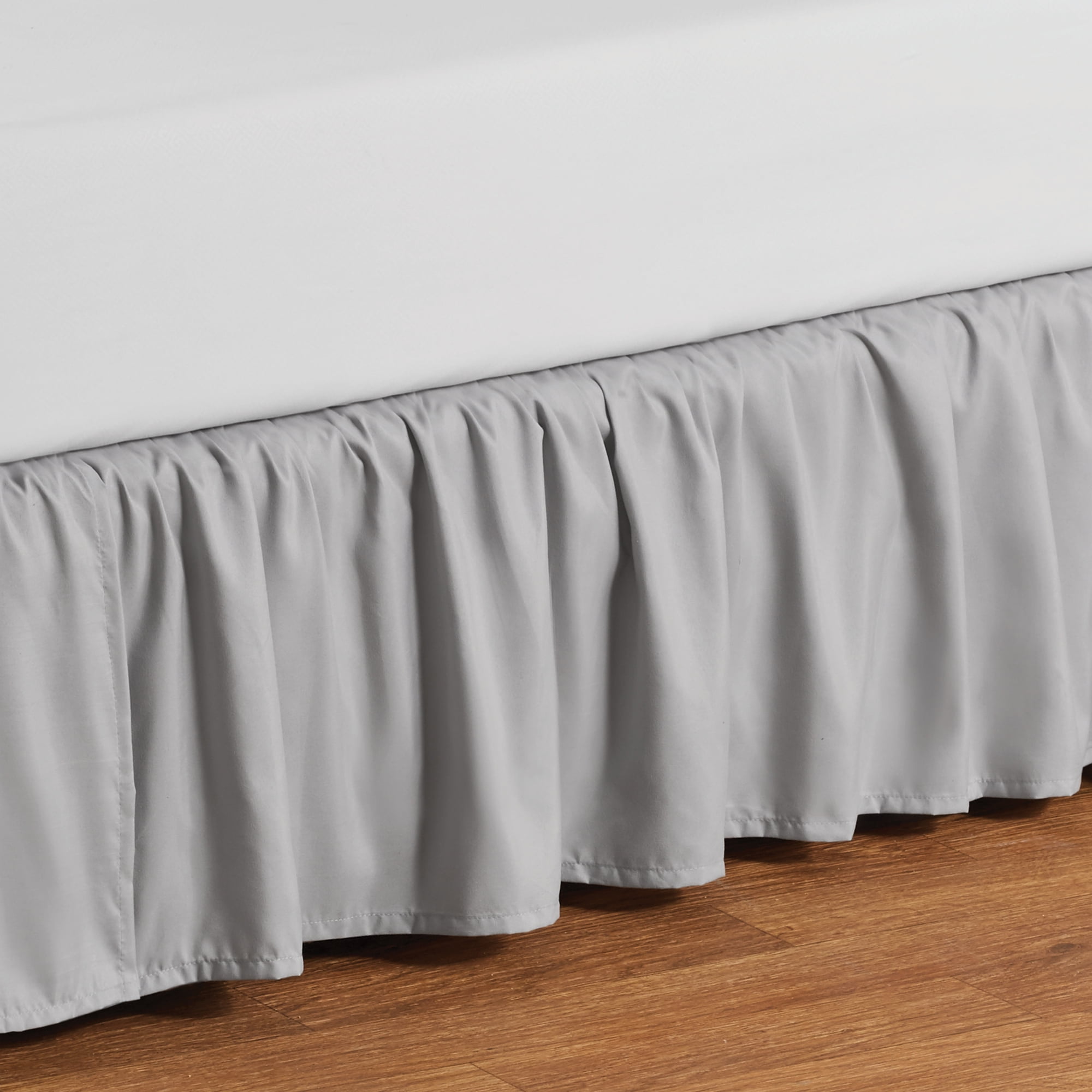Dust Ruffle Bed Skirt With Split Corners 3 Sides Coverage 100/% Cotton Light Grey