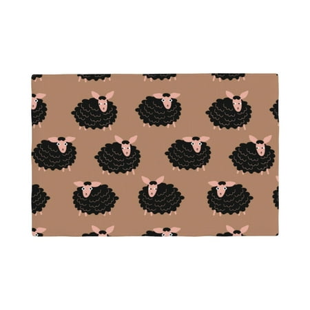 

Table Placemats Set of 6 - Funny Black sheep cute 12x18 In Faux Linen Double Heat Resistant Place Mats Cloth Indoor/Outdoor Placemats Washable Table Mats for Dining Kitchen Party