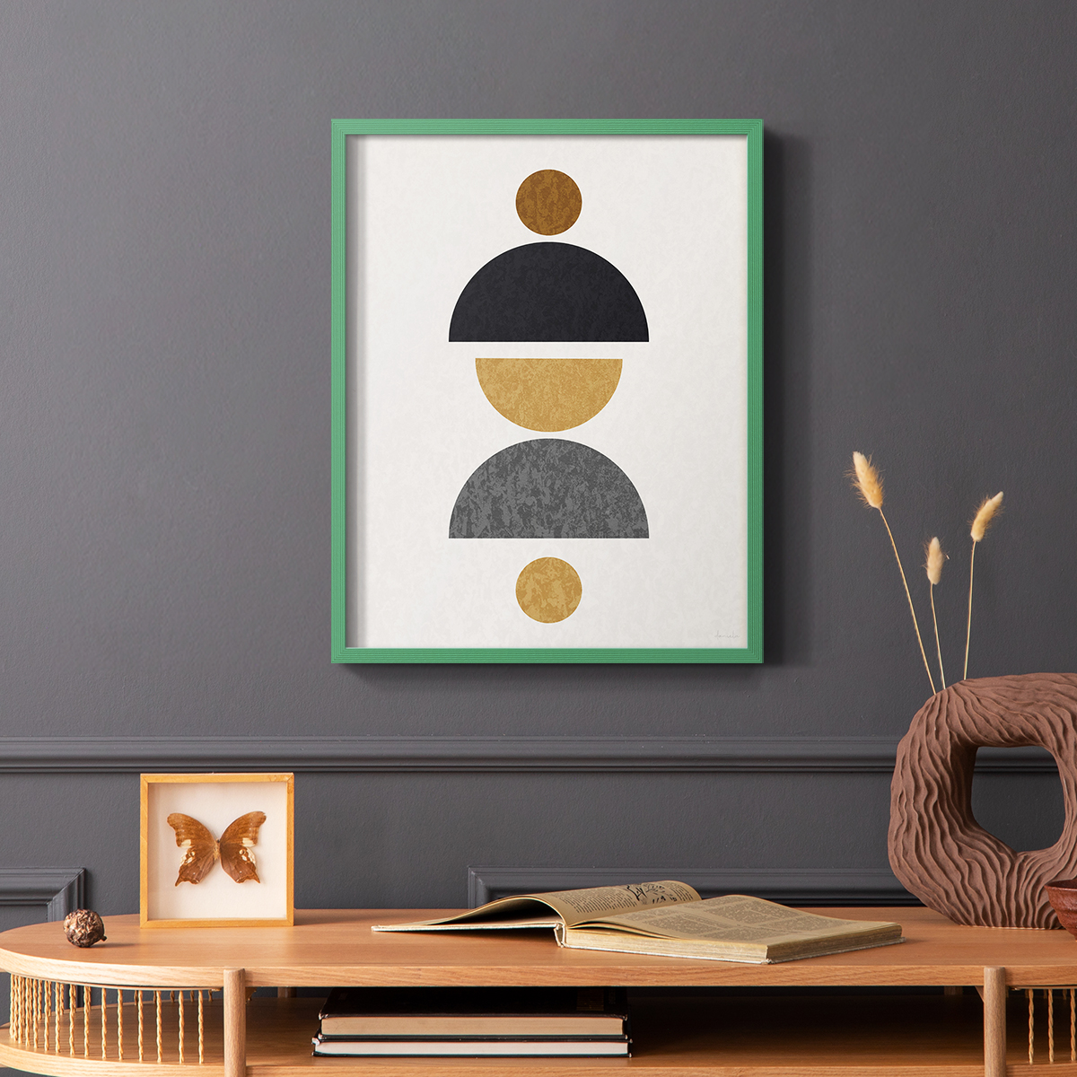 Shapely Center in Green Solid Wood 11 x 14 Framed Print