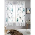thumbnail image 5 of Turquoise Flowers Curtains 72 Inch Length, Sheer Curtains for Bedroom Living Room Window Farmhouse Spring Botanical Floral Rod Pocket Voile Drapes Kitchen Curtains Small Half Window 52"x72" 2 Panels, 5 of 6