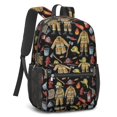 thumbnail image 2 of Fireman and Glove Black Pattern 17" School Backpacks for Teens,Waterproof Oxford Fabric,S-Shape Padded Straps for School,Travel,Hiking,Camping, 2 of 6