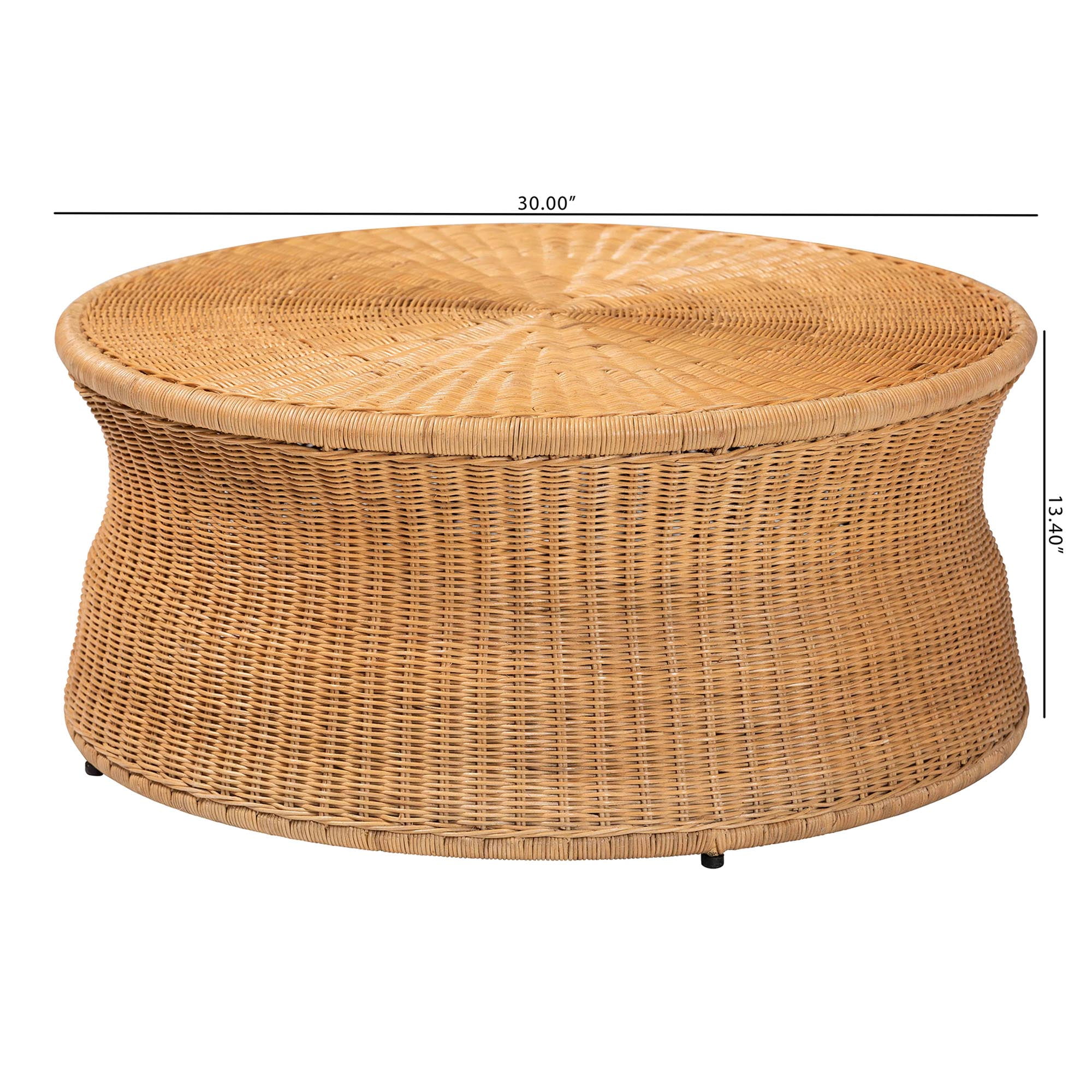 bali & pari Caroline Boho Coffee Table, 30"W, Light Honey