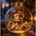 thumbnail image 2 of MYUNNIL Christmas Santa Snow Globe Ornaments, 4" Mini Clear Christmas Themed Hanging Ball Decoration with Built-In Warm LED Light, Cute Waterproof Seasonal Pendant for Tree Home Decor, 2 of 9