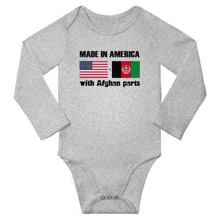 

Made in America With Afghan Parts Baby Long Sleeve Bodysuit (Gray 6 Months)