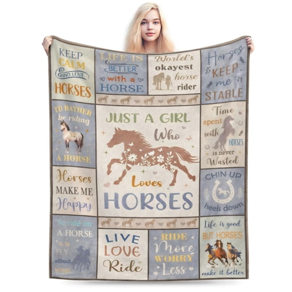 Horse Gifts for Women, Horse Blanket, Christmas Birthday Gifts for Horse Lovers, Equestrian Present for Women Throw 50x40