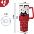 thumbnail image 3 of 40oz Cat Lover Tumbler with Handle - Cute Black Cat & Hearts Design, Stainless Steel Insulated Coffee Travel Mug, Valentine''s Anniversary Wedding Birthday Gift for Women, 3 of 6