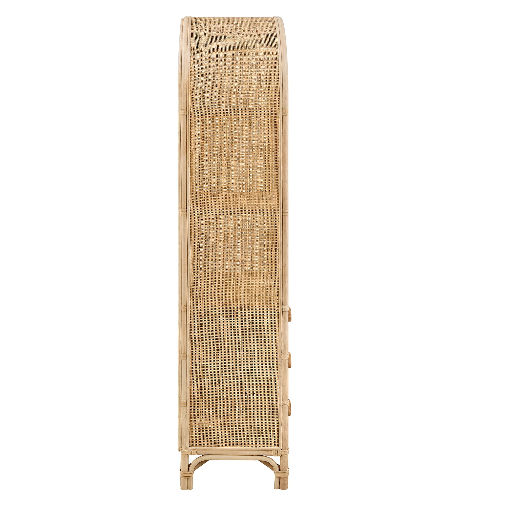 Jane 71 Inch Tall Arched Natural Rattan Bookshelf in Natural