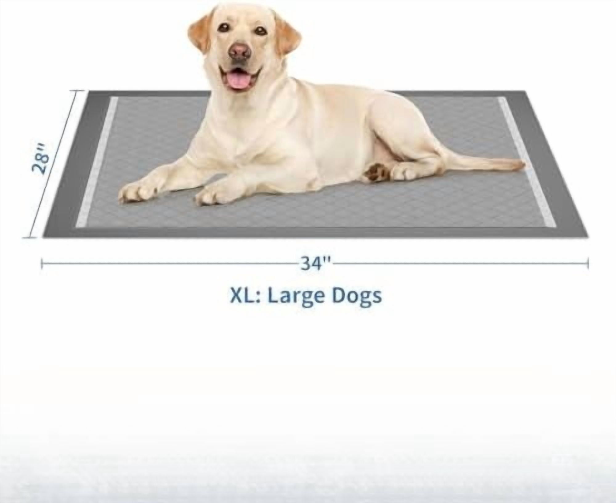 100-Pack X-Large Puppy Pads - 34'' x 28'' Pee Pads for Dogs Potty Training with Leak-Proof Quick-Dry Design, 6-Layer Wee Wee Pads for Dogs, Charcoal, Black