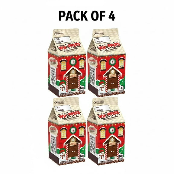 Whoppers Malted Milk Balls Christmas Candy, Carton 3 oz,4 PACK