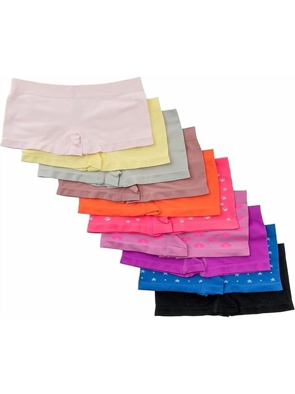 Alyce Ives Intimates Seamless Girls Boyshort, Solid Colors, S, 10 Pack