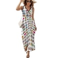 thumbnail image 2 of Whole Alphabet Abc Monogram Hand Drawn Colorful Womens Night Club Maxi Dress V Neck Sleeveless Bohemia Long Dresses, 2 of 9