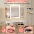thumbnail image 3 of Tocador de maquillaje HIGDBFE con espejo y luces 72x31x81 cm blanco, 3 of 7