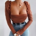 thumbnail image 4 of YFPWM 2022 Shirts for Women Business Casual Tops Bandana Tops Yoga Tops Dog Print Top Ruffled Tube Ruffle Tight Long Sleeve Mesh Tops, 4 of 7