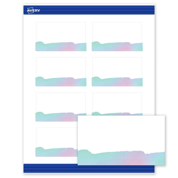 Avery Rectangle Business Cards, Watercolors Design, 2" x 3.5", 80ct