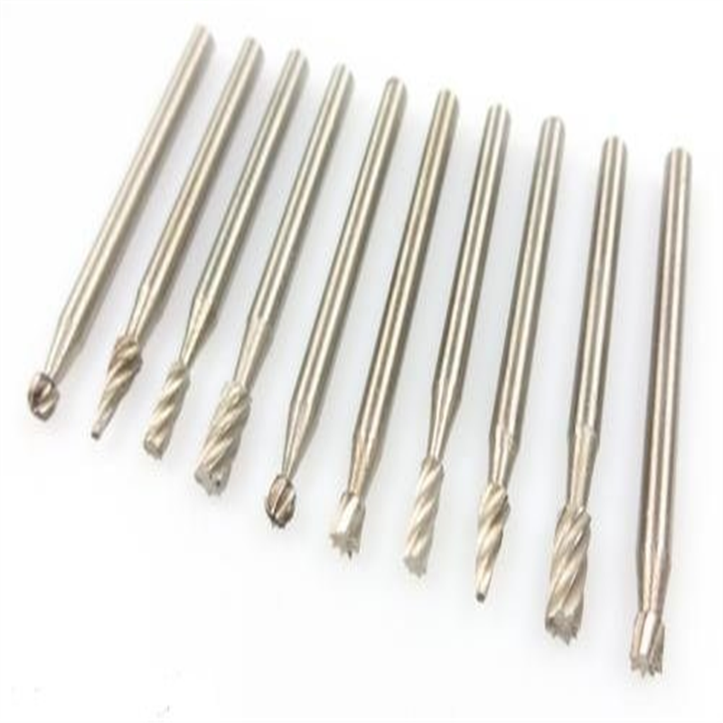 10pc High Speed Steel Burr Bit Set Wood Carving Rasps For Dremel 1/8