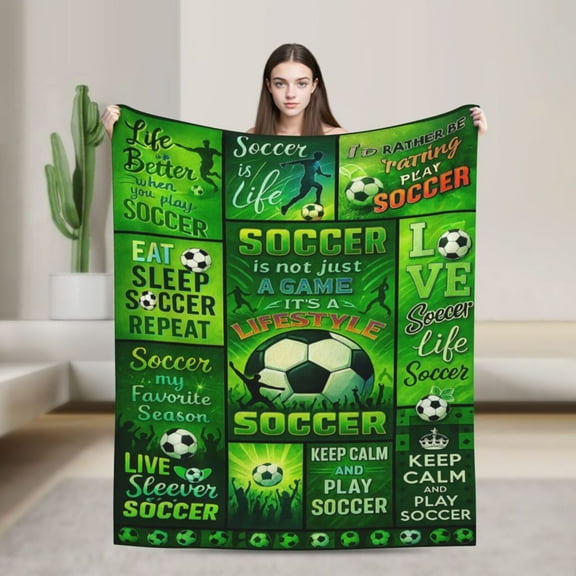 Soccer Blanket, Soccer Gifts Men Boys, Soccer Coach Gifts, Soccer Blanket Boys Girls, Men Women Birthday Christmas Soccer Gifts, Soccer Super Soft Fleece Flannel Throw Blanket 50x40