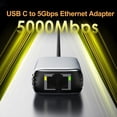 thumbnail image 3 of Adaptador USB C A Ethernet de 5 Gbps, Adaptador de Red Gigabit Ethernet RJ45 Sin Controlador para Computadora Portátil 10/11 OS 11, 3 of 5