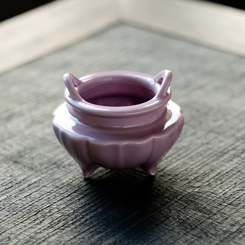 Warmself Incense Holder Modern Minimalist Circular Incense Stick Burner for Cones or Sticks for Yoga & Meditation, Enhance Atmosphere,Ceramic Ash Catcher Purple-3