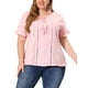 thumbnail image 1 of Plus Size Blouse for Women Self Tie Neck Lace Hollow Out Ruffle Short Sleeve Tops Pink 4X, 1 of 6