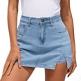 thumbnail image 2 of TaTaai Women's Denim Mini Skirt with Button Front, Side Slit, and Classic Casual Style for Summer Gift, 2 of 6