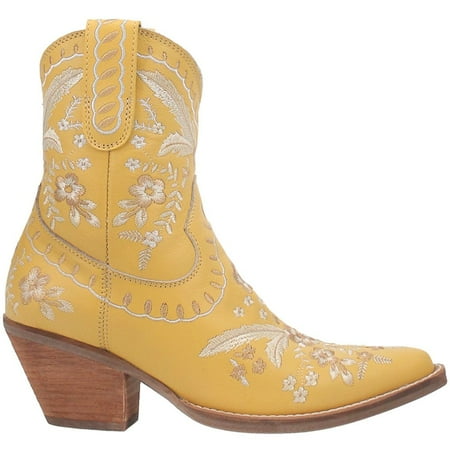 

Dingo Womens Primrose Embroidered Floral Snip Toe Casual Boots Ankle Mid Heel 2-3