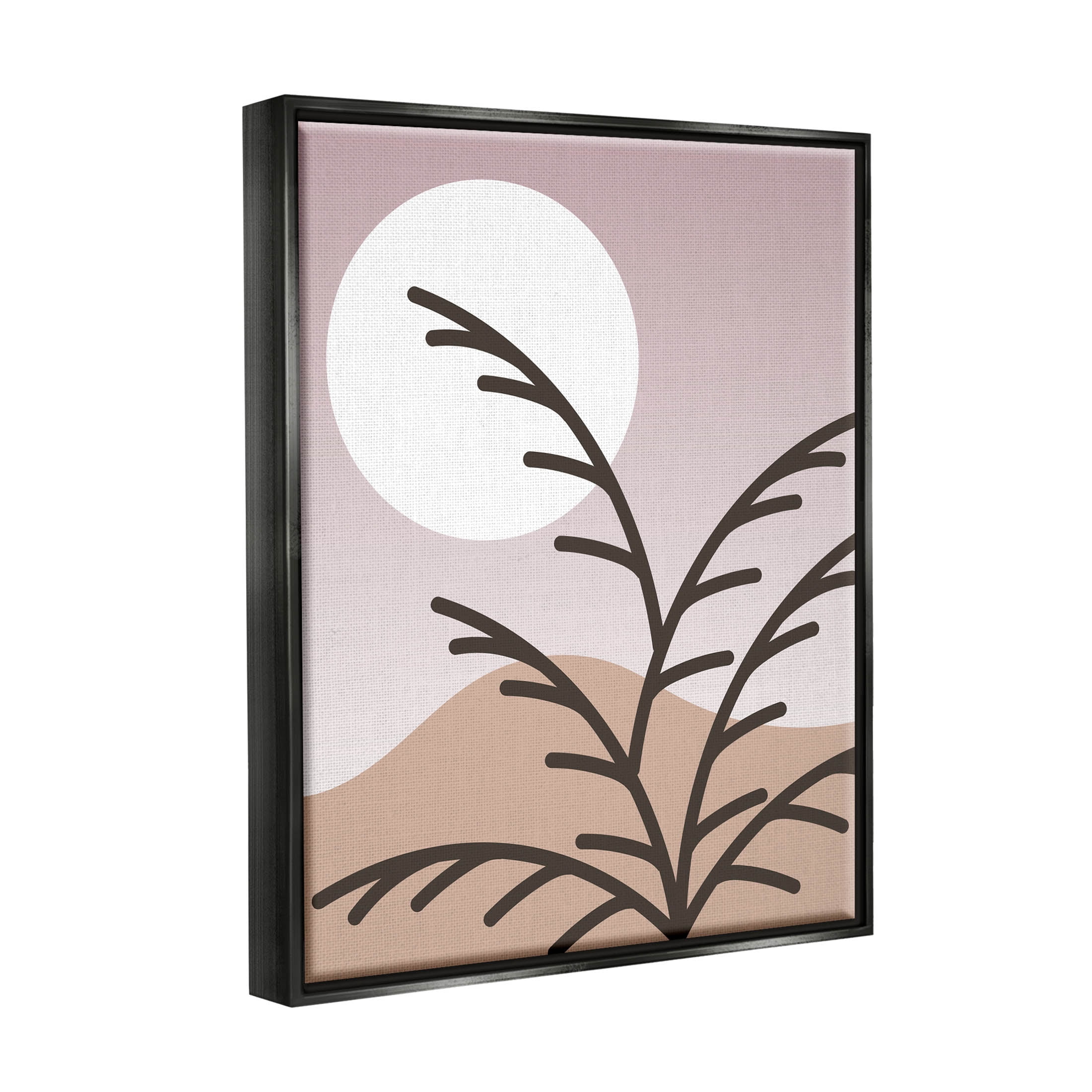 Modern Pastel Moon Branches Botanical & Floral Graphic Art Jet Black Framed Art Print Wall Art