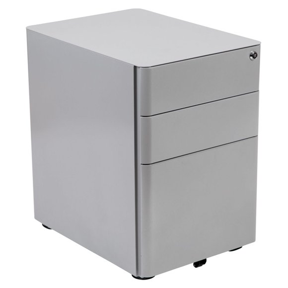 Armoire de classement moderne à 3 tiroirs avec mécanisme de verrouillage anti-basculement et tiroir suspendu pour dossiers juridiques et lettres, gris