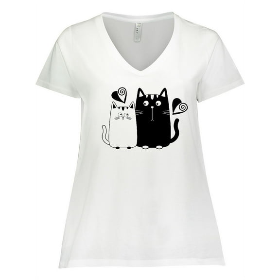 Inktastic Valentines Day Cat Couple Women's Plus Size V-Neck T-Shirt
