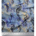 thumbnail image 1 of Soimoi Rayon Crepe Fabric Texture & Sea Horse Ocean Fabric Prints by Yard 46 Inch Wide, 1 of 1