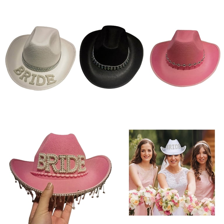 Ysmooiuy Sparkling Crystal Cowboy Hat Tassels Pearls for  display picture 2