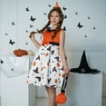 thumbnail image 2 of LIIPEE Girls Dresses Halloween Cartoon Pumpkin Graphic Printed Sleeveless Round Neck Bowknot Ball Gown Princess Sundress Child Trendy Casual Daily Party Photoshoot Dress,Orange,6-7 Years, 2 of 9