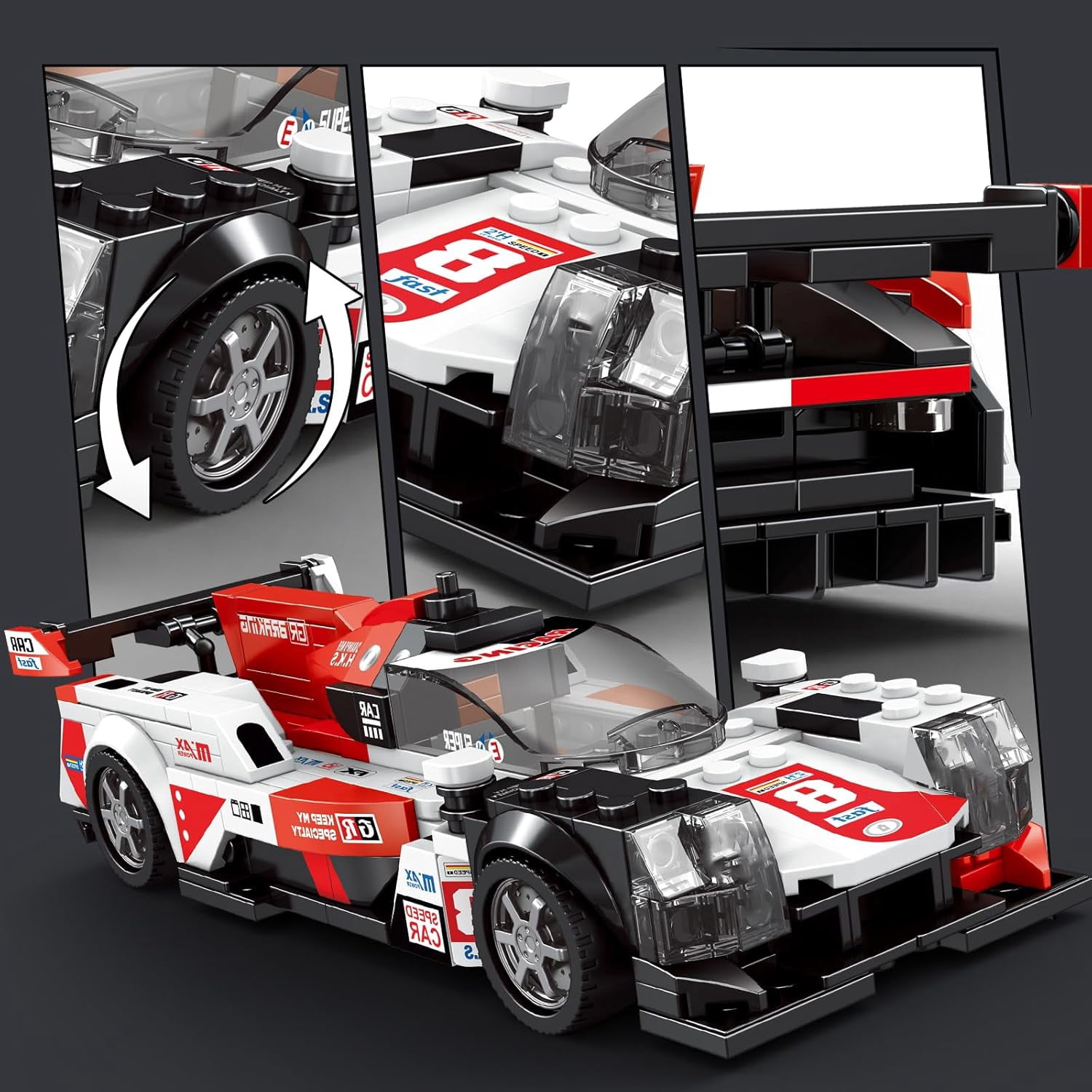 Speed Racing Car Building Set, 1:20 Scale Sports Car Model Kit, Cool Collectible Cars Construction Toys Gifts for Adults Teens Age 14+ (368 Pieces)
