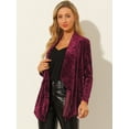 thumbnail image 4 of INSPIRE CHIC Cardigan en Velours pour Femmes à Col Châle avec Poches, Ouvert à l'Avant, 4 of 6