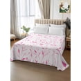 thumbnail image 2 of Pink Leaf King Size Flat Sheet, Wrinkleproof & Fadeproof Cooling Flat Bed Sheet Only, Modern Botanical Foliage Plant Country Flower Breathable Soft Bedding Top Sheets 105 x 98 Inches, 2 of 8