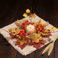 thumbnail image 4 of 1PC Fall Candle Ring Wreath with Maple Leaves and Berries, Decorative Ring for Pillar Candles, Farmhouse Table Centerpiece for Thanksgiving & Autumn Harvest Decor, 4 of 9