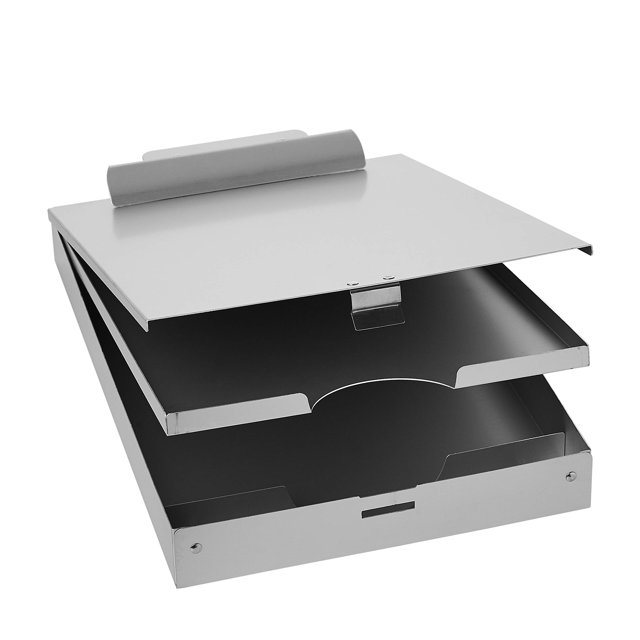 Portapapeles de almacenamiento Amazon Basics, metal, tres niveles, plateado