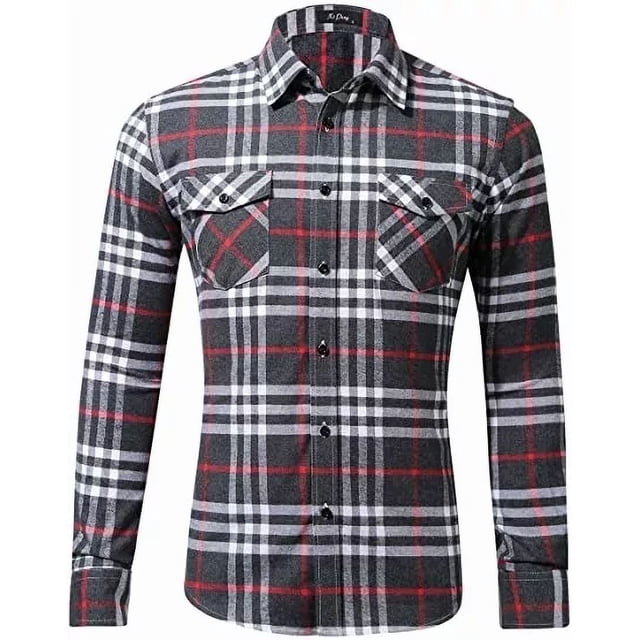 Camisa De Franela A Cuadros De Manga Larga Para Hombre