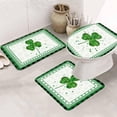 thumbnail image 4 of St. Patricks Day Bathroom Rug Sets 3 Piece, Non Slip Bath Mat, Green Shamrock Buffalo Plaid Spring Absorbent Floor Mats Bath Rugs with U-Shaped Contour Rug Toilet Lid Cover Bathroom Decor Small, 4 of 8