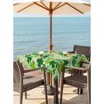 thumbnail image 2 of Outdoor Tablecloth with Umbrella Hole and Zipper, St. Patrick's Day Square Table Cloth 54x54 Inch Waterproof Tablecloth, Lucky Shamrocks Spring Leaves Retro Plants Picnic Table Cover for Patio, 2 of 7