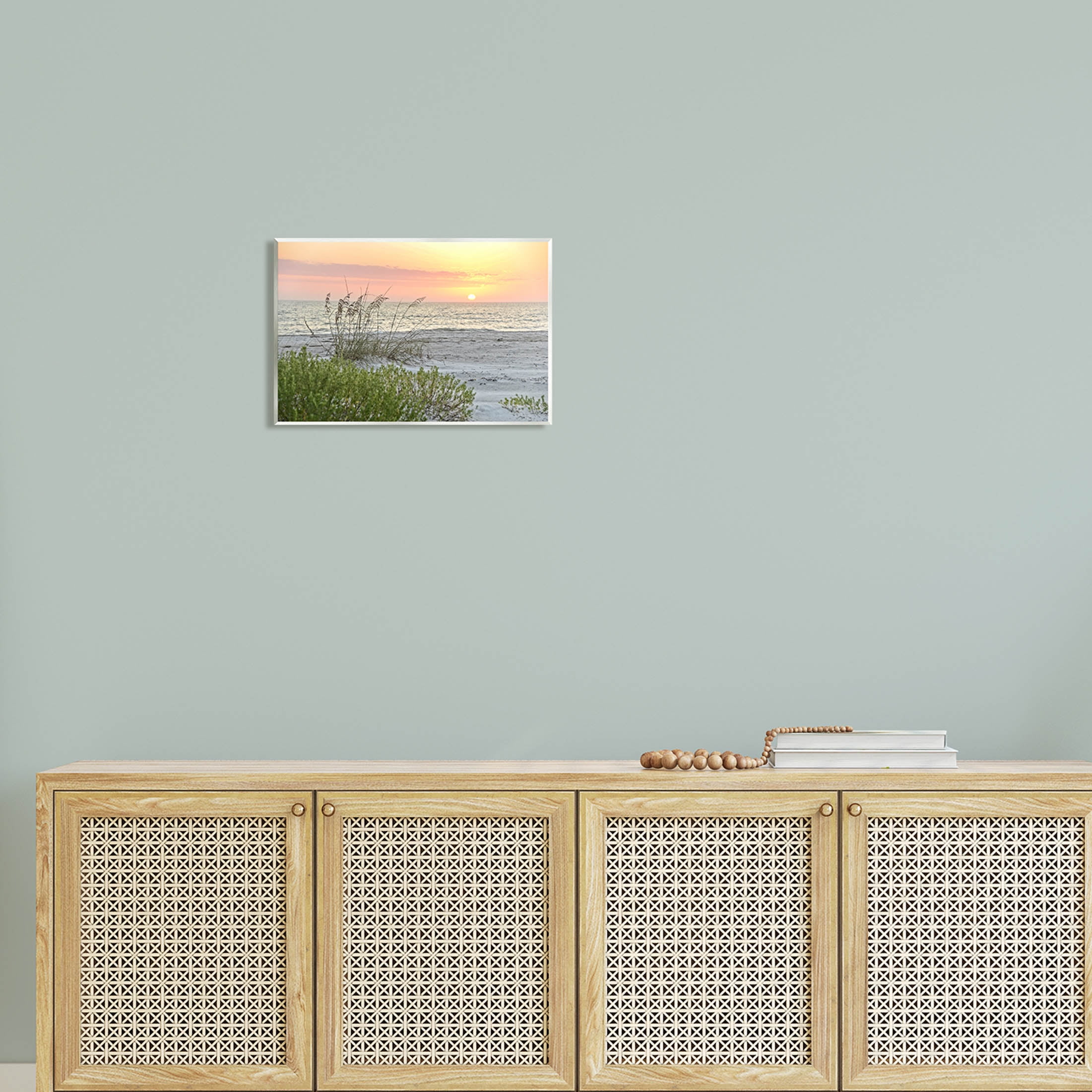 Stupell Industries Ocean Shore Reeds Sunset Horizon Photograph Unframed Art Print Wall Art, Design by Mary Lou Photography