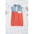 thumbnail image 1 of ABPHQTO Top de mujer de manga larga color block con botones naranja, 1 of 5