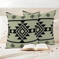 thumbnail image 3 of Sage Green Boho Outdoor Waterproof Pillow Covers, Southwest Aztec Abstract Geometric Decorative Square Throw Pillowcase Sofa Cushion Sham for Patio/Couch/Chair, 24"x24" 2 Pack, 3 of 8