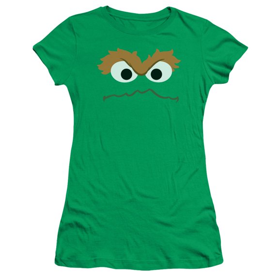 Sesame Street Oscar Face S/S Junior Women's T-Shirt Sheer Kelly Green