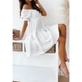 thumbnail image 4 of Women'S Summer Lantern Sleeves Ruffled Off Shoulder A-Line Dresses White L, 4 of 9